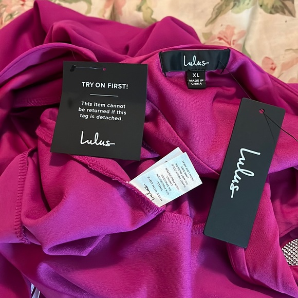 LULUS sz XL Stunned By You Mermaid Maxi Dress Rhinestone Deep VNeck Stretch NEW - Picture 15 of 16